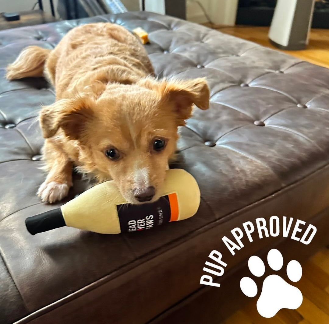 Love Cork Screw Wine Pup Toy Head Over Paws