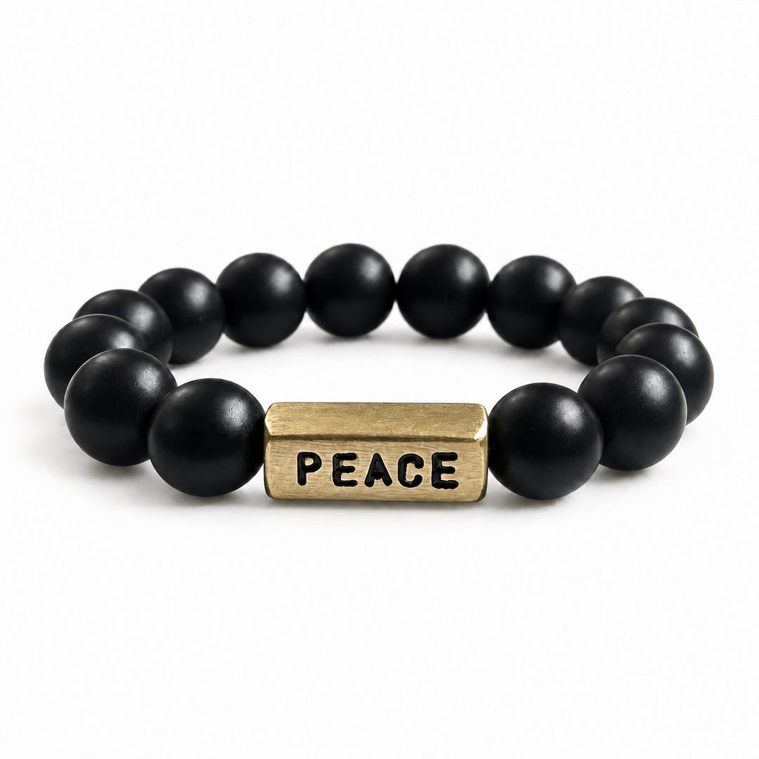 KATROCENTRIC Peace Glass Beaded  & Brass Bracelet