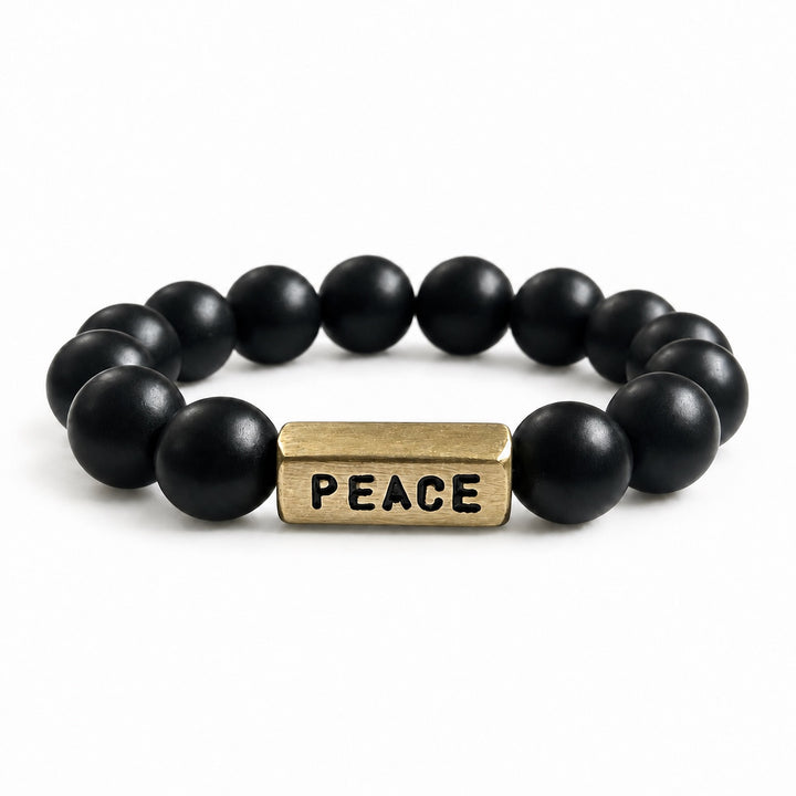 KATROCENTRIC Peace Glass Beaded  & Brass Bracelet