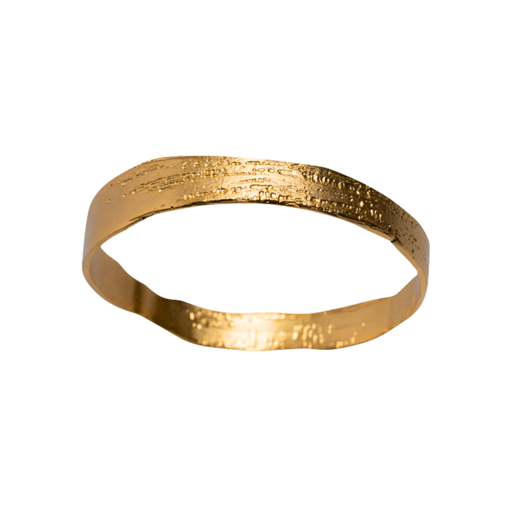 Lingua Nigra Aleda - Hand Etched Gold Toned Bangle - Single Bangle