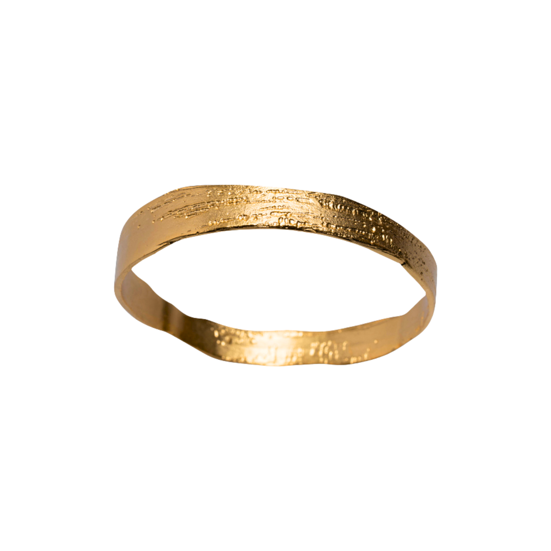 Lingua Nigra Aleda - Hand Etched Gold Toned Bangle - Single Bangle