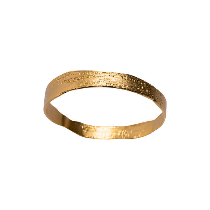 Lingua Nigra Aleda - Hand Etched Gold Toned Bangle - Single Bangle