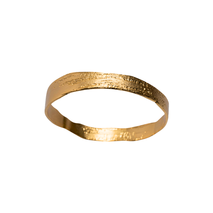 Lingua Nigra Aleda - Hand Etched Gold Toned Bangle - Single Bangle