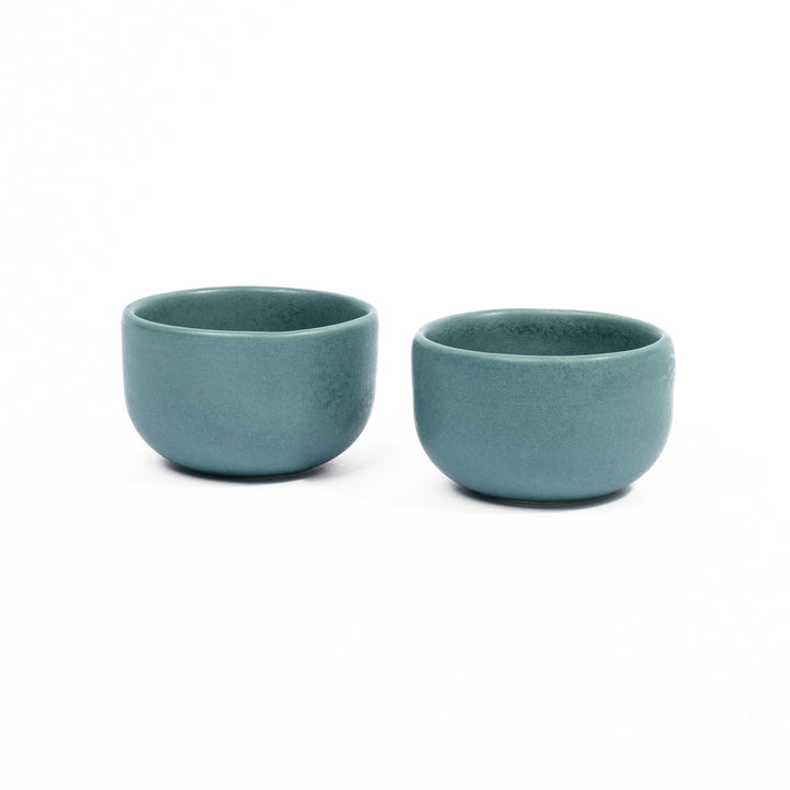 Myrth Sake Cup Set, Handcrafted Porcelain - Verdigris