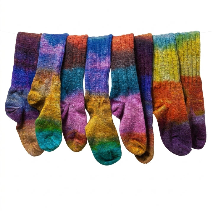 Mary's Little Lambs Products Hand-dyed Harmony wool tie-dyed socks