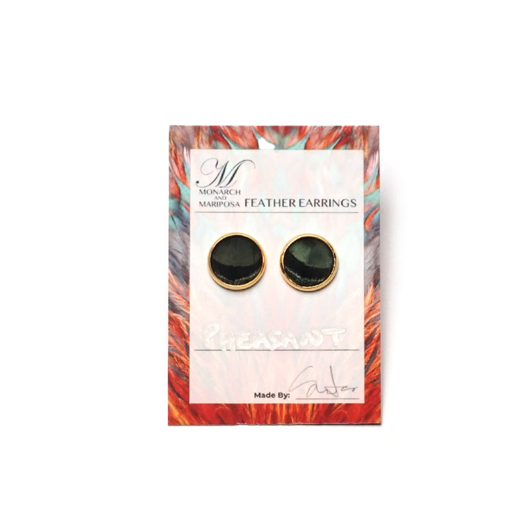 Monarch and Mariposa Green Pheasant Feather Studs