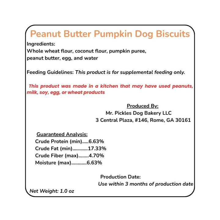 Mr. Pickles Dog Bakery Peanut Butter & Pumpkin Dog Treats