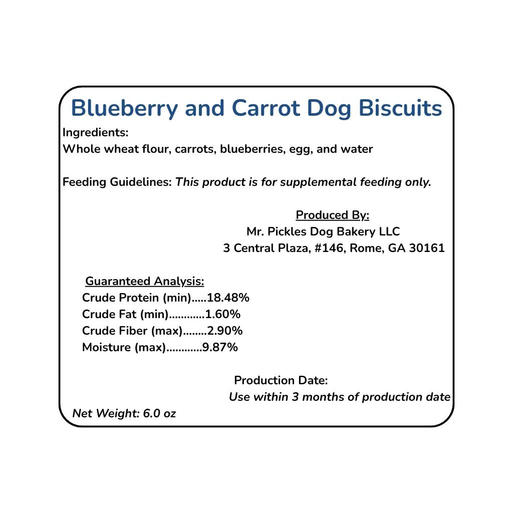 Mr. Pickles Dog Bakery Blueberry & Carrot Dog Treats