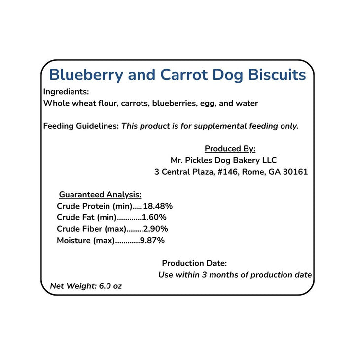 Mr. Pickles Dog Bakery Blueberry & Carrot Dog Treats