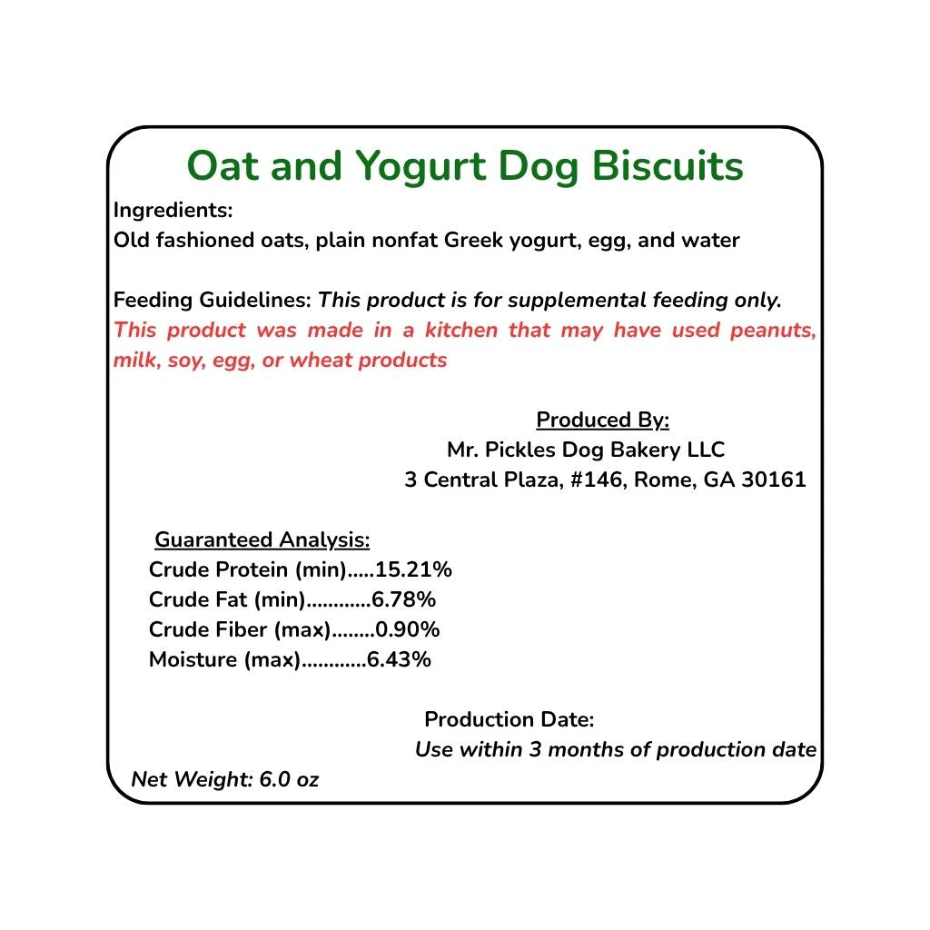 Mr. Pickles Dog Bakery Oat & Yogurt Dog Treats