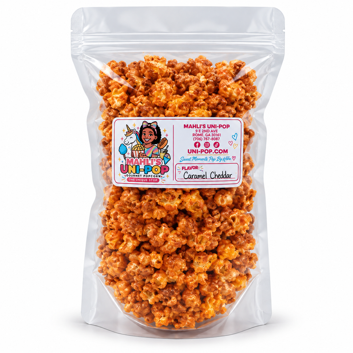 Mahli's Uni-Pop Gourmet Popcorn Caramel Cheddar