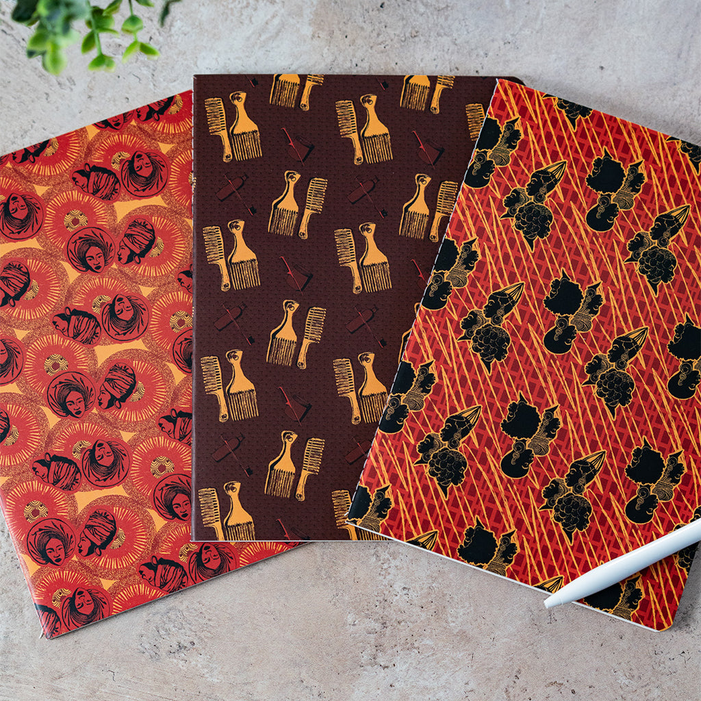 Pounded Yam Productions The Black Hair Collection A5 Stitched Notebook Set