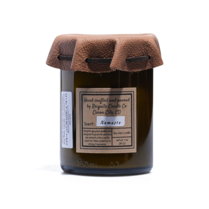 Reignite Candle Co "Namaste" Soy Wax Candle - Colored Wine Glass  9 oz