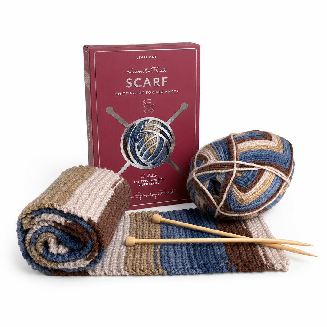 The Spinning Hand Learn to Knit Scarf Kit
