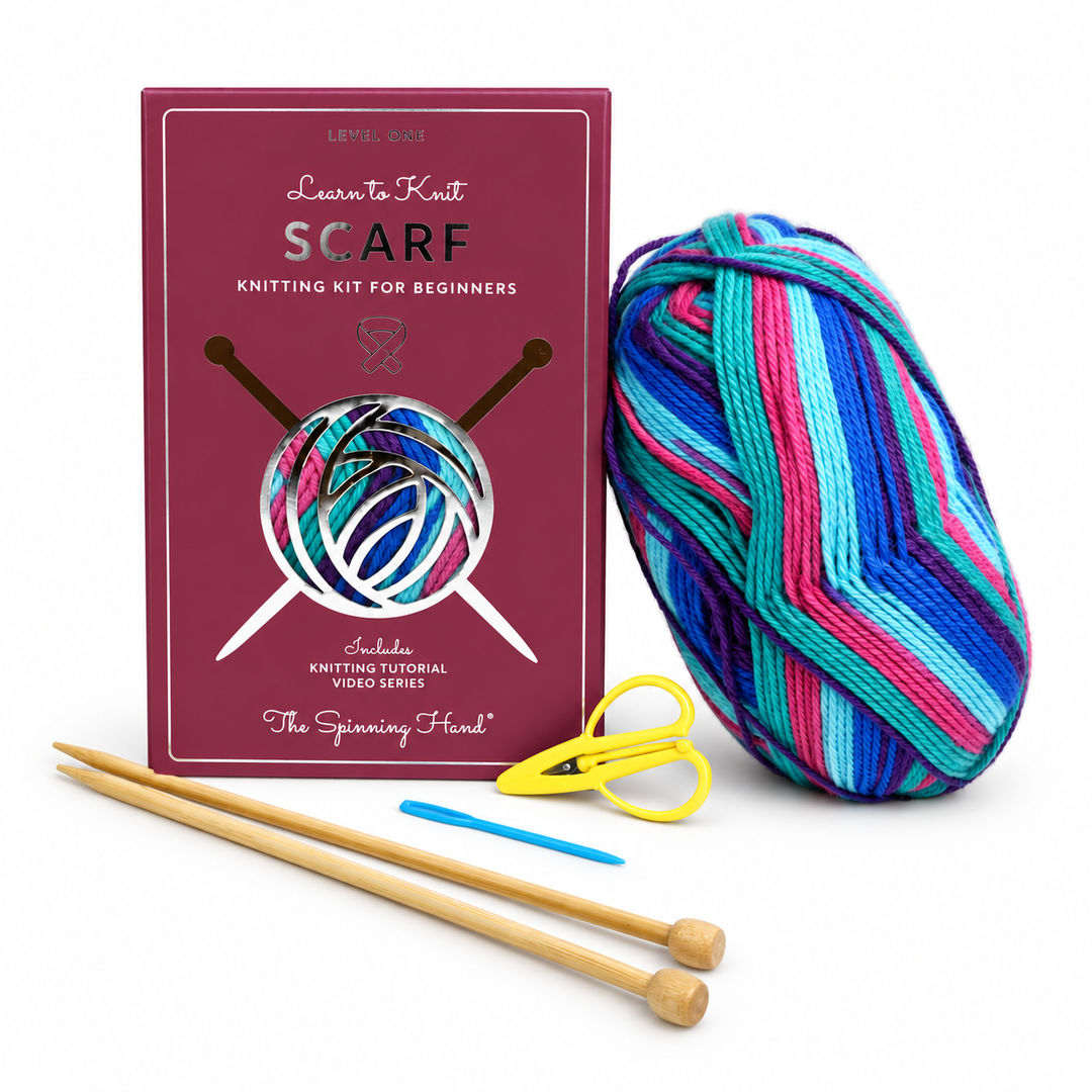 The Spinning Hand Learn to Knit Scarf Kit