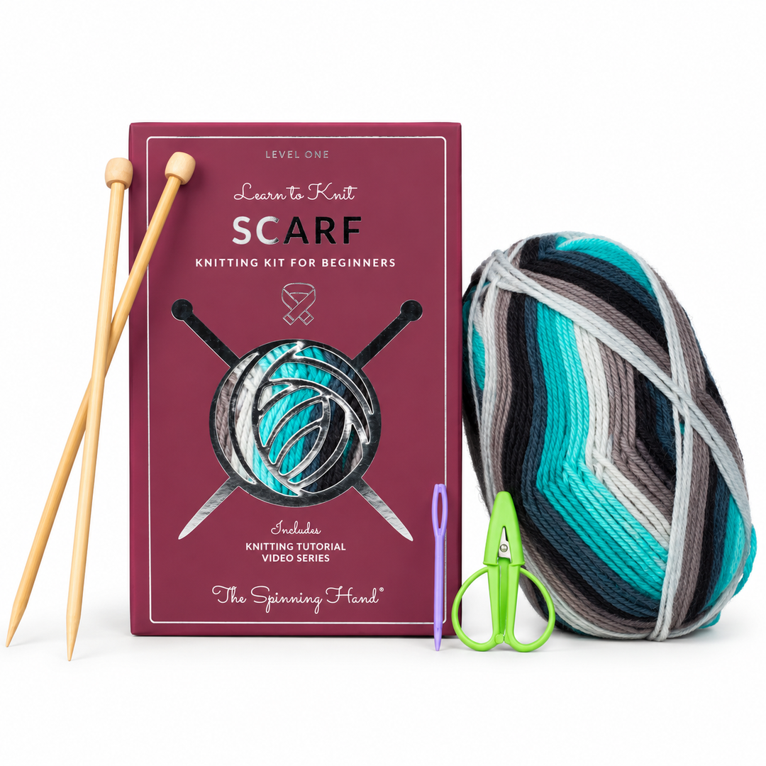 The Spinning Hand Learn to Knit Scarf Kit