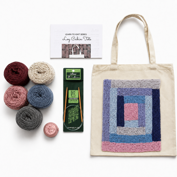 The Spinning Hand Log Cabin Tote Knitting Kit