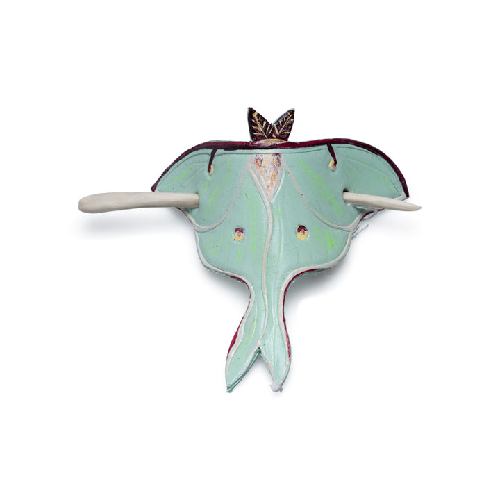 Stitchwalker Leather Handmade Luna Moth Hairpiece