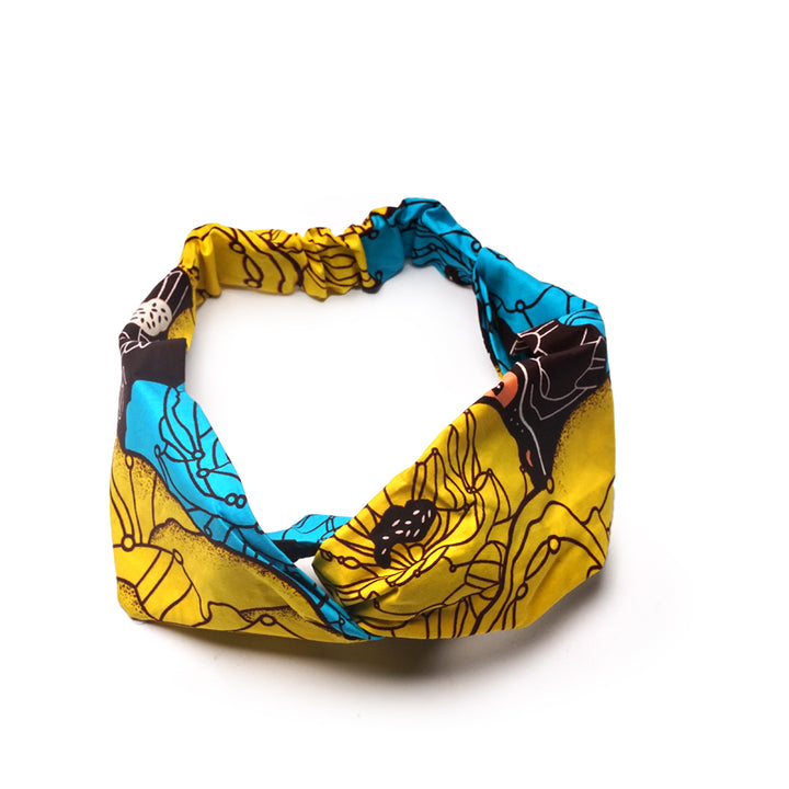 Samson7arts teal/yellow floral headband