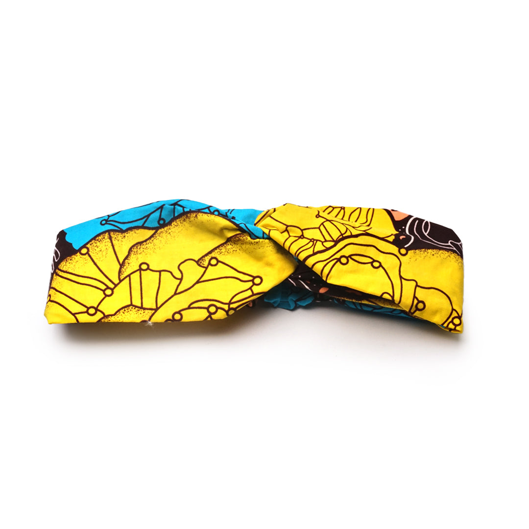 Samson7arts teal/yellow floral headband