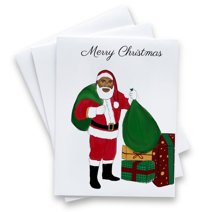 Shea Design Black Santa Christmas Card Set
