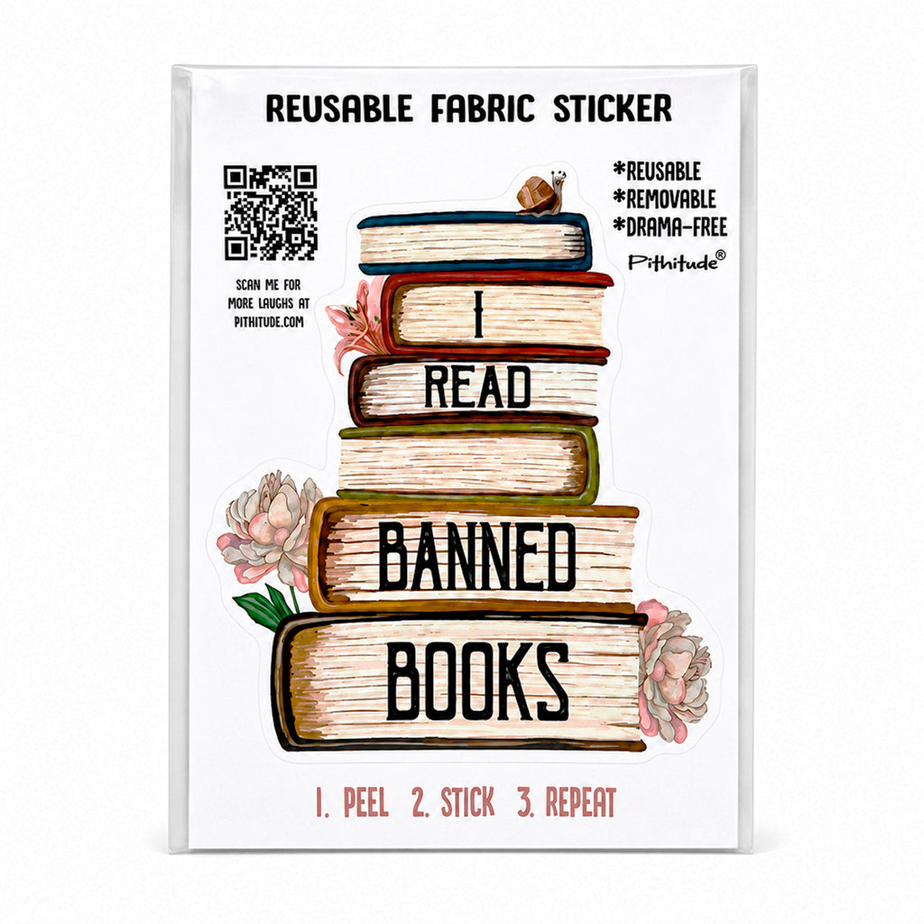 Pithitude Banned Books Reusable Fabric Laptop Sticker