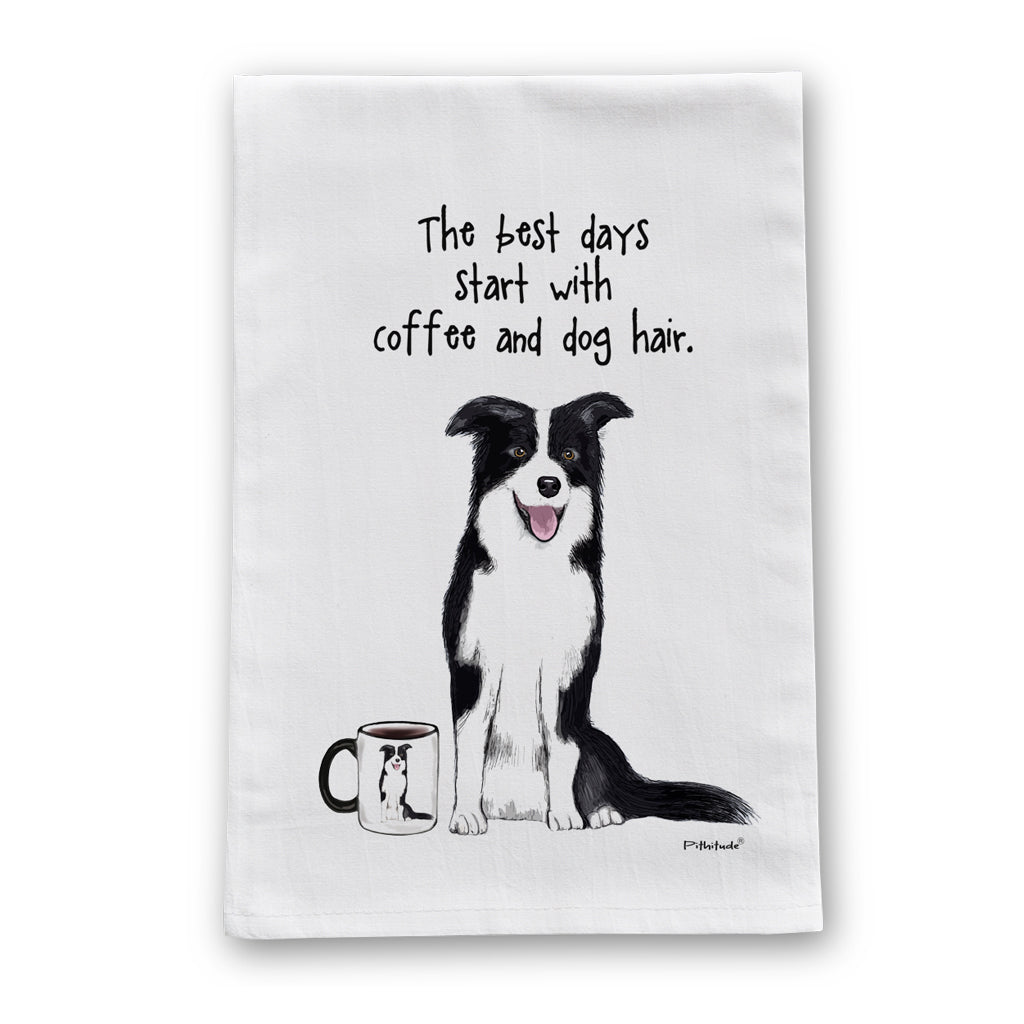 Pithitude Border Collie Best Days Dog Hair Dish Towel