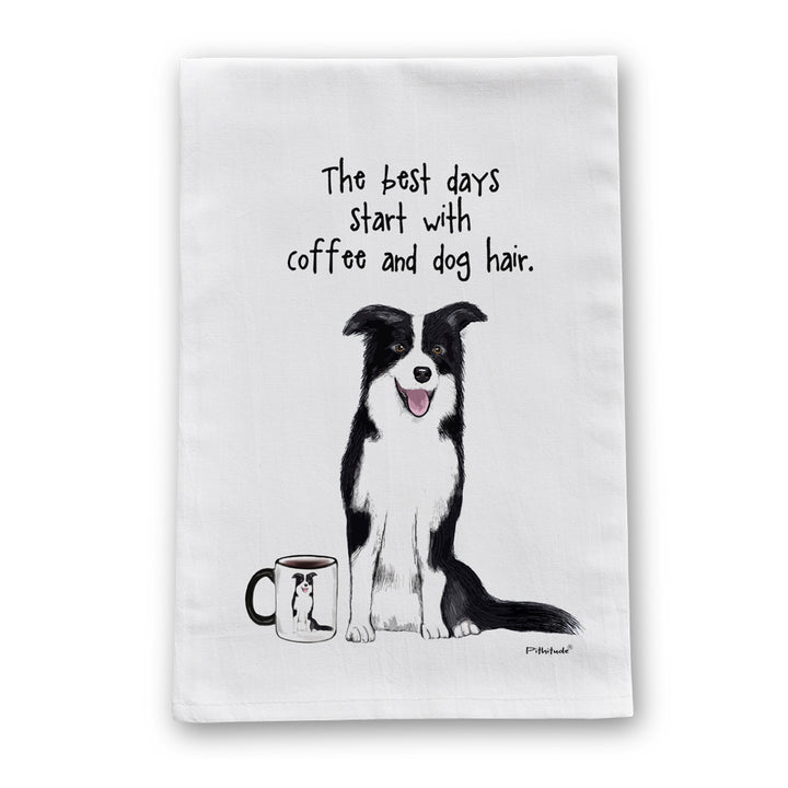 Pithitude Border Collie Best Days Dog Hair Dish Towel