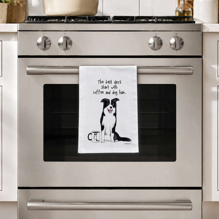 Pithitude Border Collie Best Days Dog Hair Dish Towel