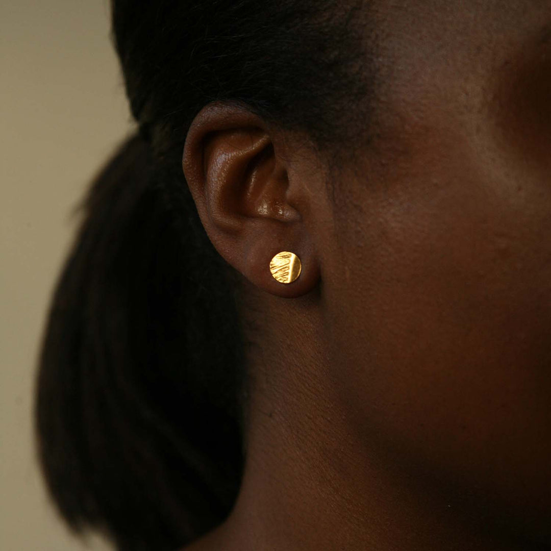 Lingua Nigra Tiny Vermeil Circle Stud Post Earrings