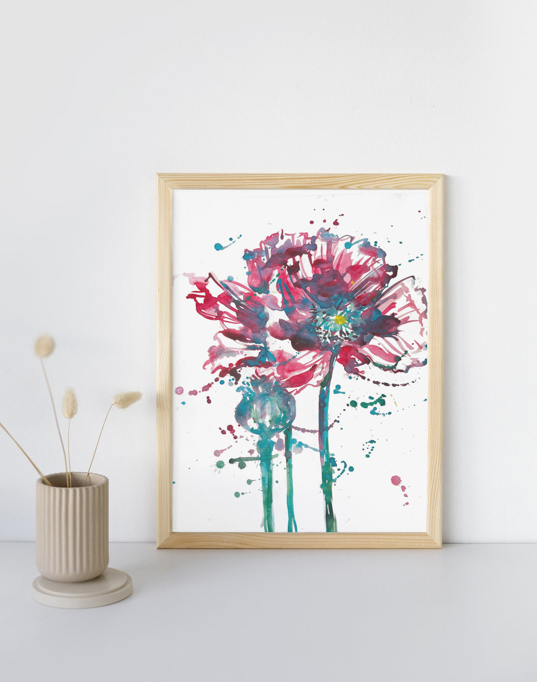 Scarlet Crane “Poppy Bloom” Watercolor Art Print