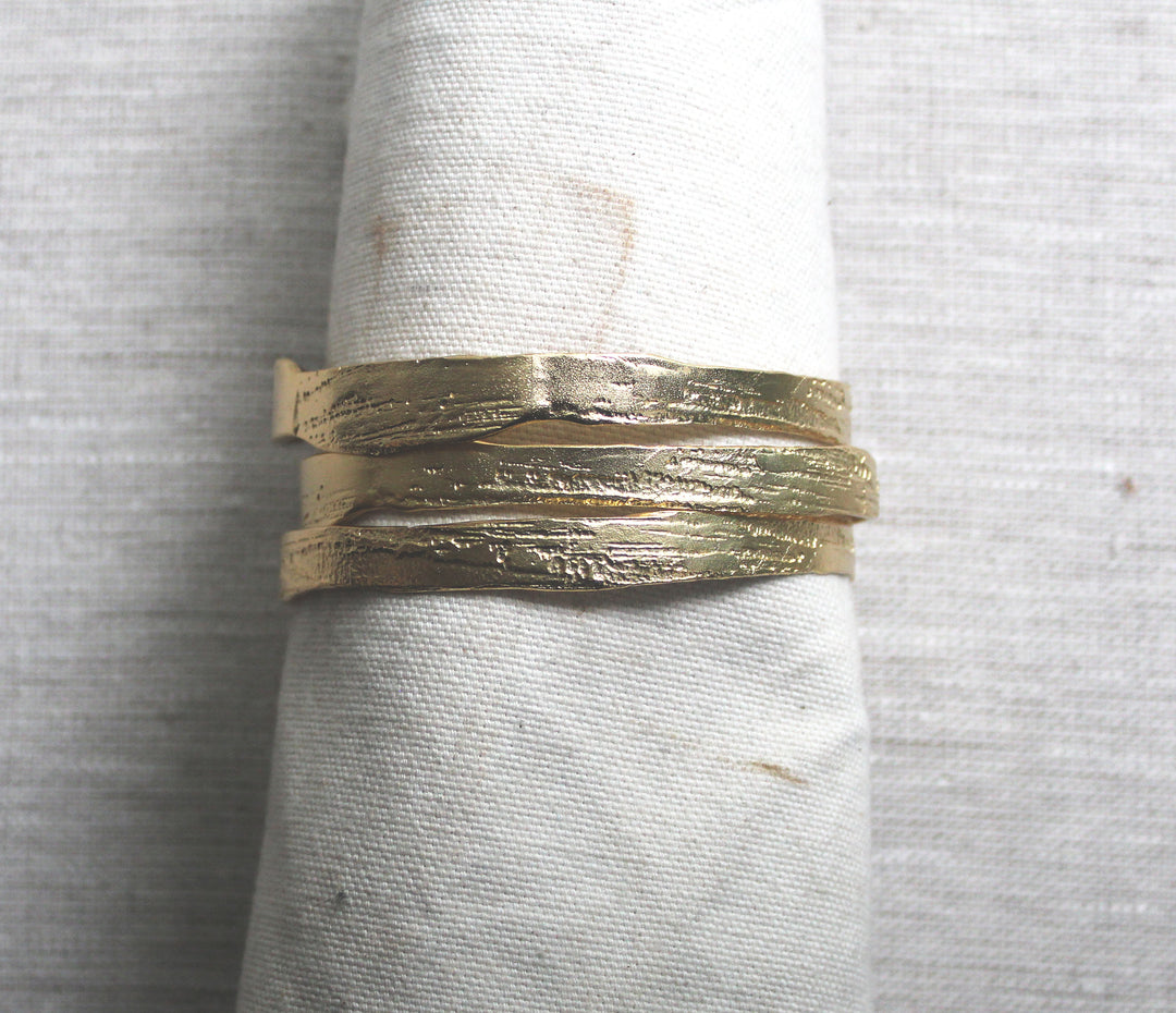 Lingua Nigra Aleda - Hand Etched Gold Toned Bangle - Single Bangle