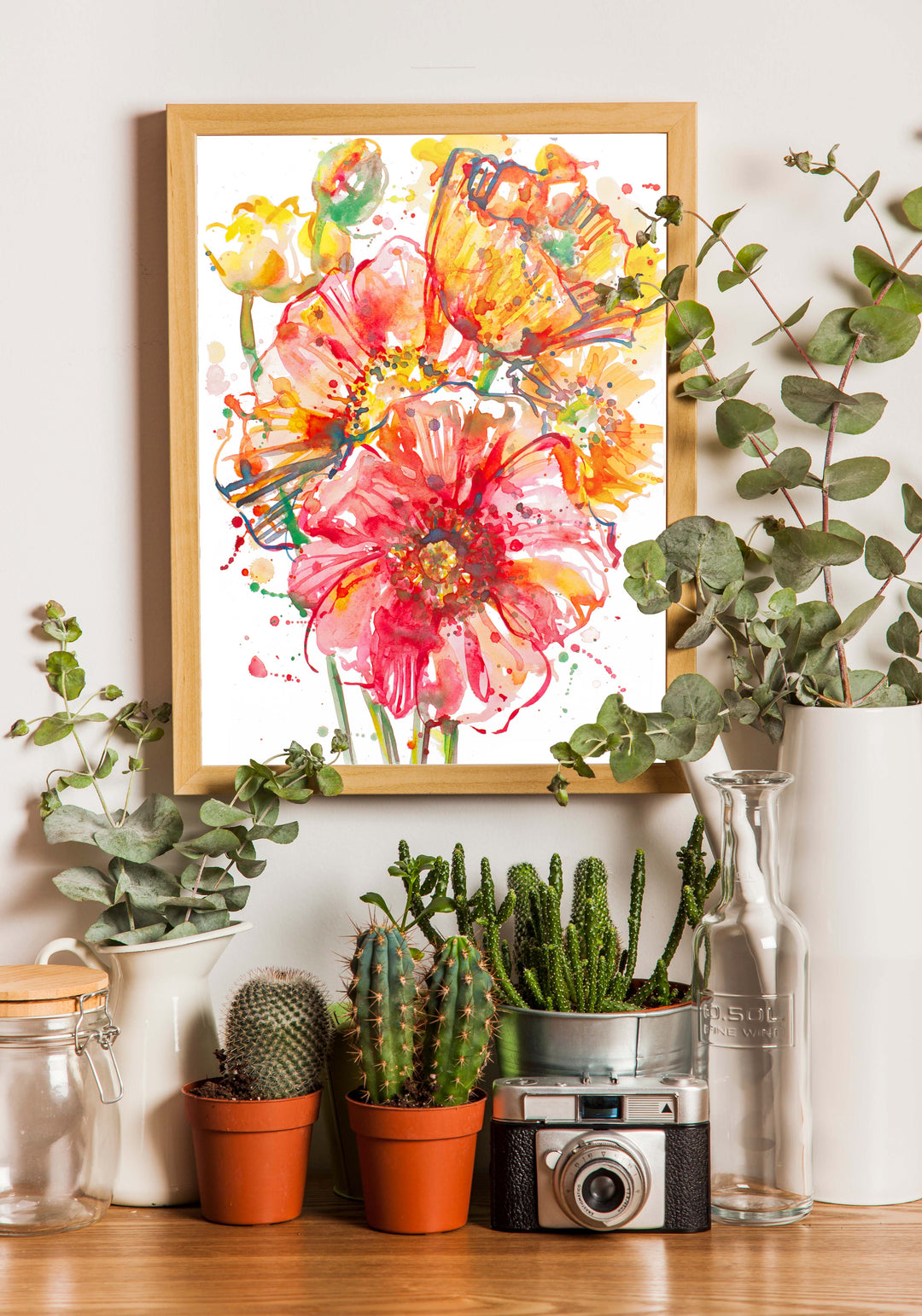 Scarlet Crane "Sunshine Bouquet" Watercolor Art Print