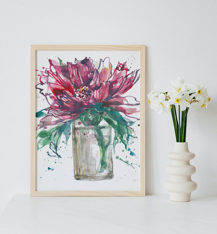 Scarlet Crane "First Bloom" Watercolor Art Print